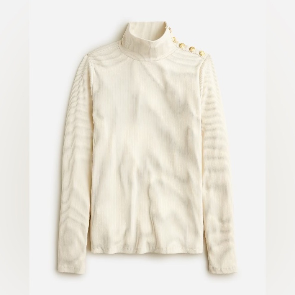 J crew Vintage rib turtleneck with buttons ivory